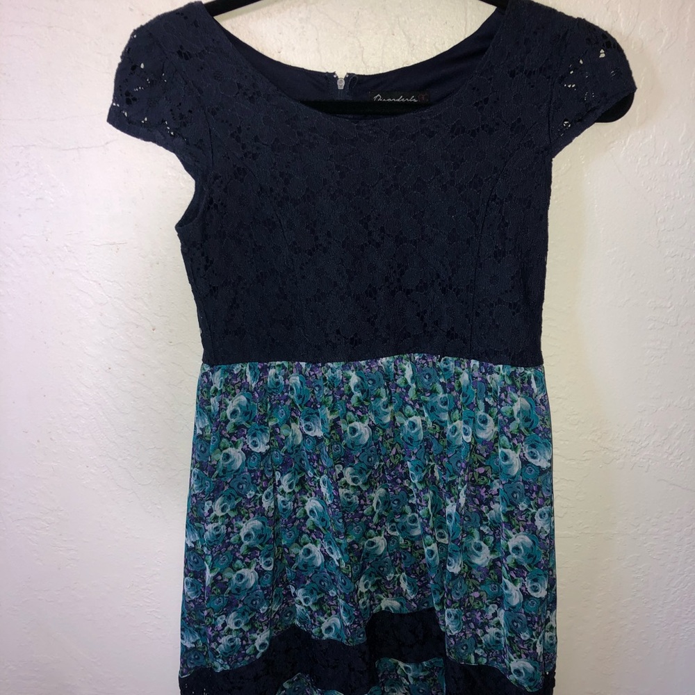 Blue Lace and Floral Dress